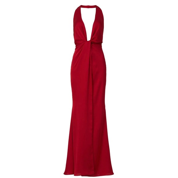 Fame & Partners Vania Plunge Halter Gown size 12 - Picture 3 of 7